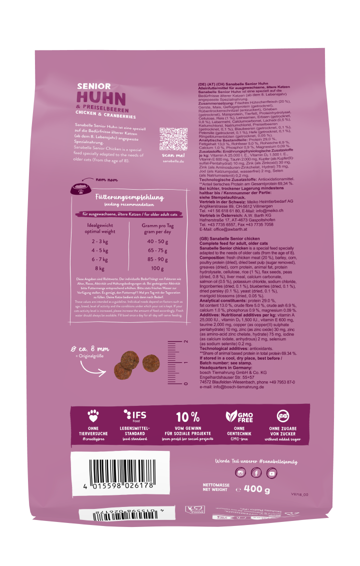 Sanabelle Katzen-Trockenfutter Senior Huhn